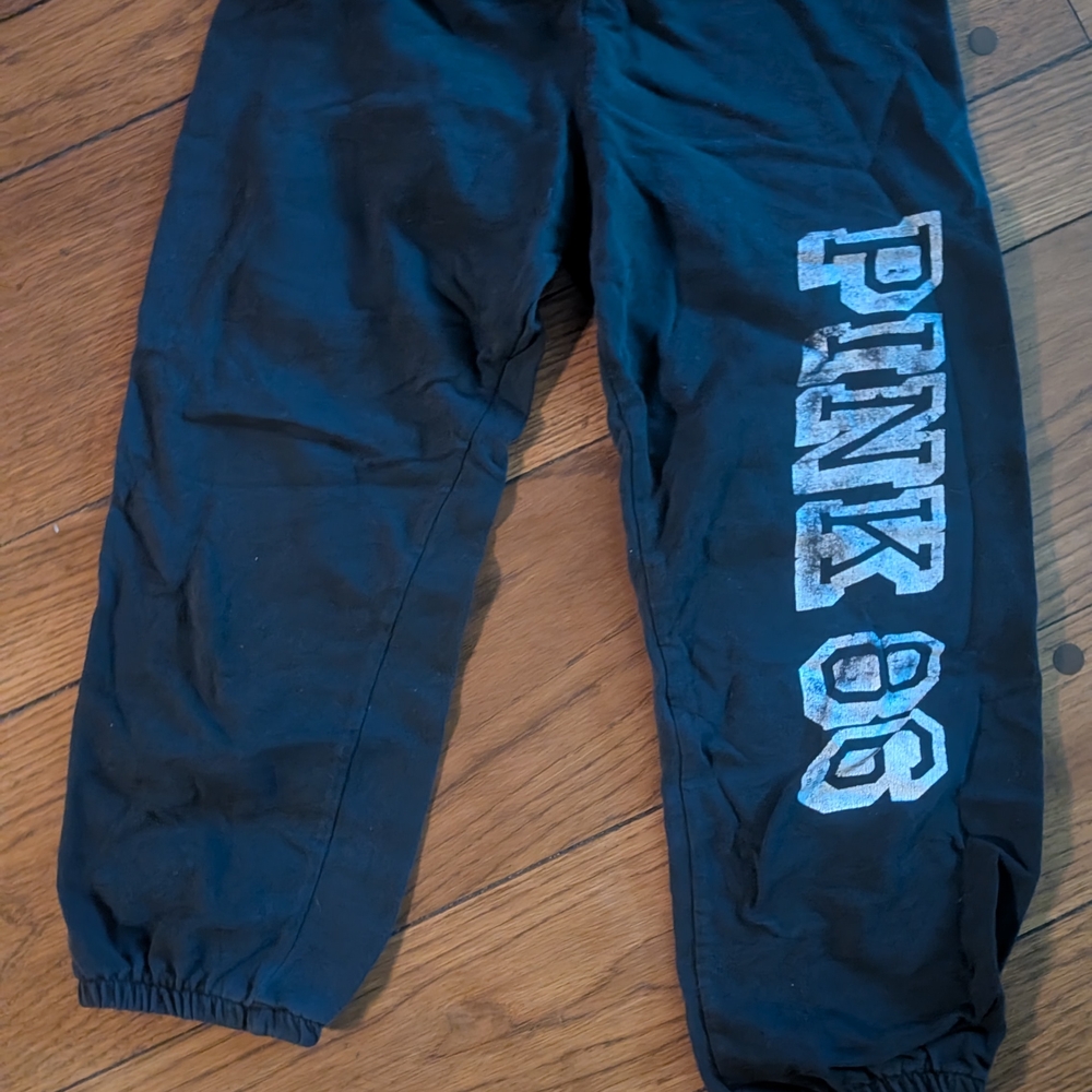 Pink Brand Black Joggers with "Pink 86" Print